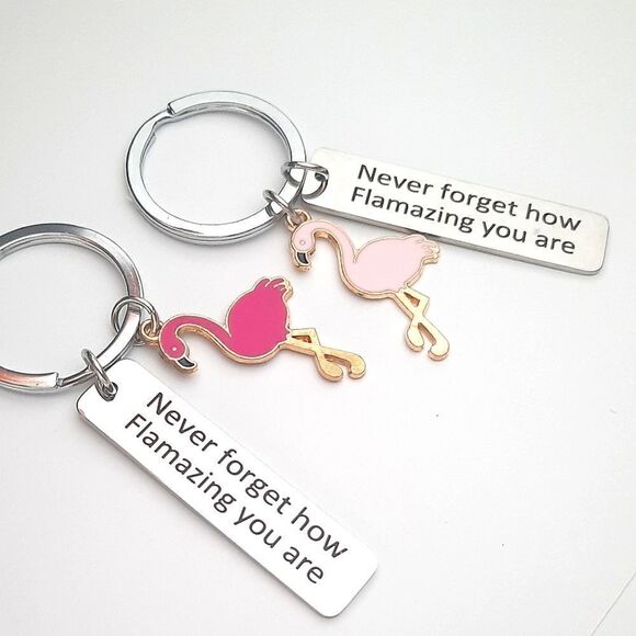 2/$21 Motivational Flamingo Stainless Steel Keychain - Picture 3 of 7